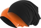 Beanie muts reversible MasterDis zwart neon oranje