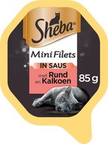 Sheba Mini Filets in Saus Katten Natvoer - Rund & Kalkoen - 22 x 85 gram