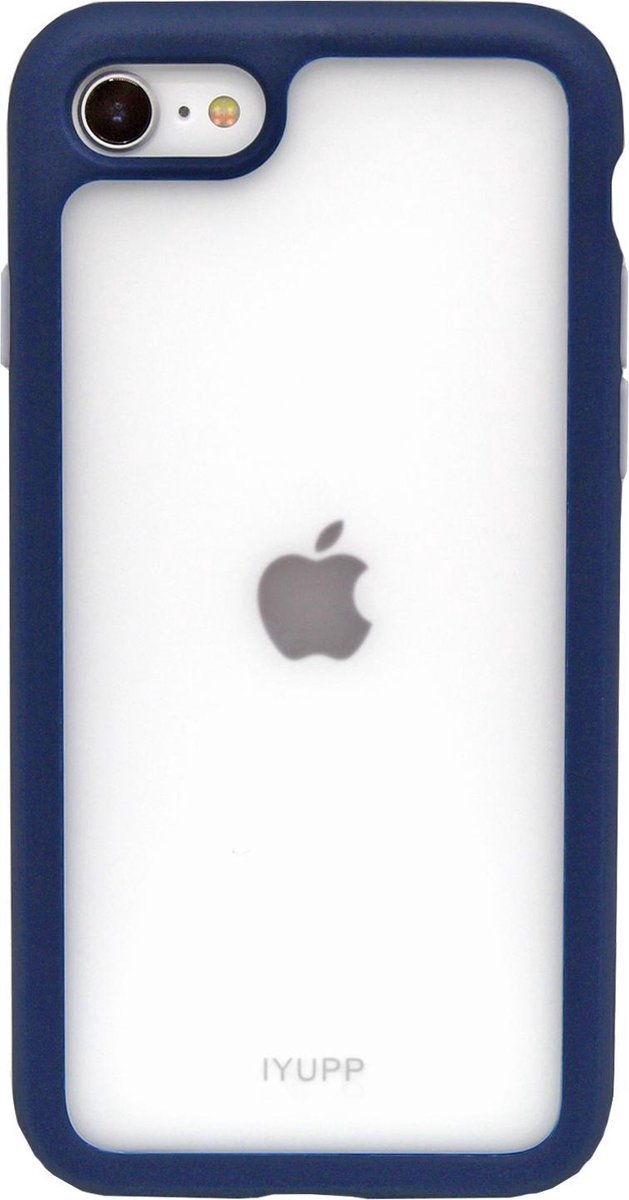 IYUPP Bumper geschikt voor Apple iPhone 7 / 8 / SE 2020 Hoesje Blauw x Transparant - Shockproof