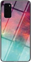 Voor Samsung Galaxy S20 Sterrenhemel Geschilderd Gehard Glas TPU Schokbestendig Beschermhoes (Kleur Sterrenhemel)