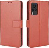 Voor Vivo X60 Pro Overzeese Versie/X60 5G Gebogen Oppervlak Versie Crazy Horse Textuur Horizontale Flip Lederen Case met Houder & Kaartsleuven & Lanyard (Bruin)