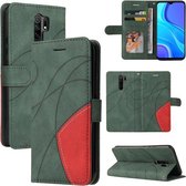 Voor Xiaomi Redmi 9 Dual-color Splicing Horizontale Flip PU Lederen Case met Houder & Kaartsleuven & Portemonnee (Groen)