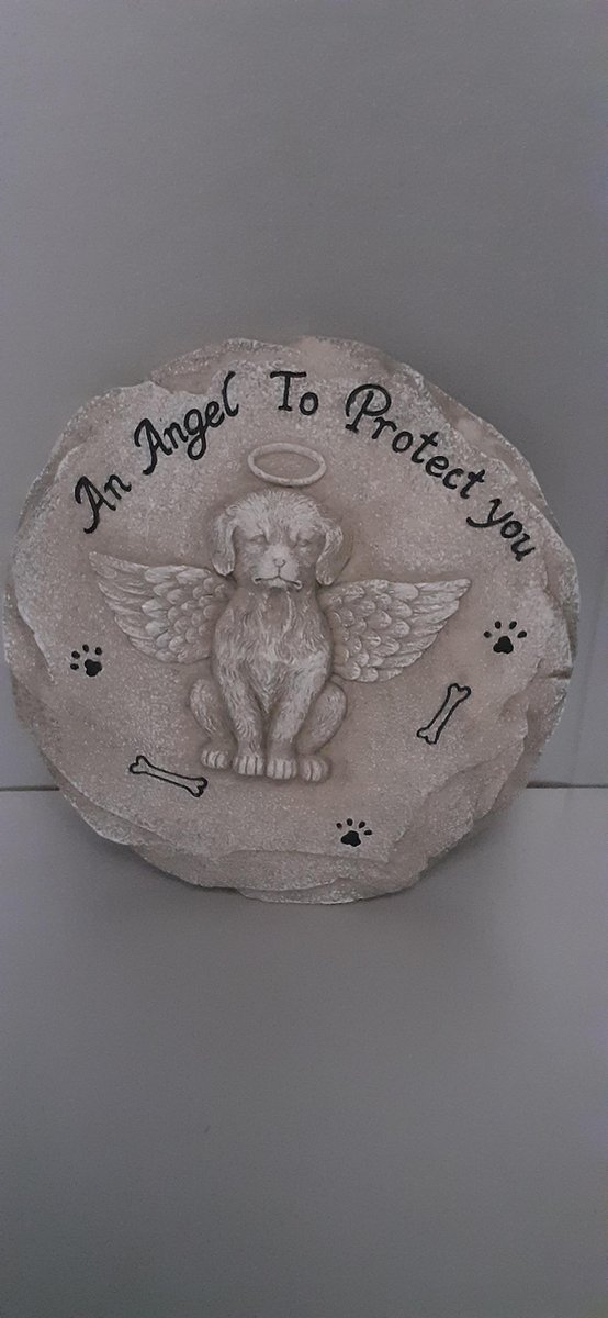 relaxdays gedenk steen voor je hond : an angel to trotect you 25 cm doorsnee