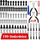 199 delige rits reparatie set - Rits reparatieset - Runner rits vernieuwen - Ritsschuiver vernieuwen - Rits sluiting reparatie set - ritssluiting repareren - Zipperfix