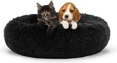 Pawzle Hondenmand - Donut Hondenkussen - Kattenmand - Bed voor Honden & Katten - Wasbaar - 50cm - Zwart