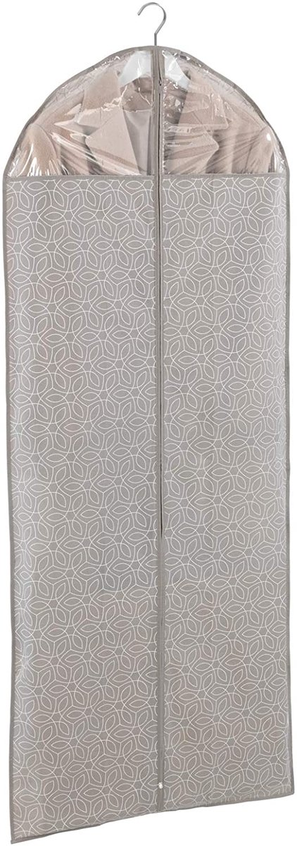 WENKO Kledinghoes Balance taupe 150x60cm - Kledingzak - Kledingopberger lang model - Met rits en kijkvenster - Mooi, stevig en handig