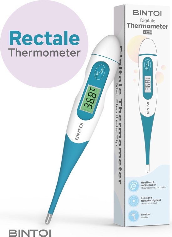 Bintoi® XR210 - Thermometer 10 seconden meting - Temperatuurmeter - Koortsthermometer - Digitale thermometer lichaam rectaal of oraal - Thermometer baby en volwassenen Met flexibele tip
