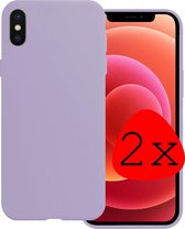 Hoes voor iPhone X Hoesje Lila Siliconen - Hoes voor iPhone X Case Back Cover Lila Silicone - Hoes voor iPhone X Hoesje Siliconen Hoes Lila - 2 Stuks