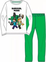 Minecraft pyjama - wit - groen - Maat 134 / 9 jaar