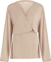 Creme Wikkeljurk Dames - Flexibele en Koppelbare Blouse Dames Volwassen met Lange Mouw - Kimono Dames  van Katoen - Longsleeve Wrap Shirt - Zomerjurken / Strandjurk / Jurken voor Vrouwen - Kl