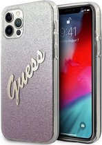 Guess Gradient Vintage Glitter Case - Apple iPhone 12 Pro Max (6.7") - Roze