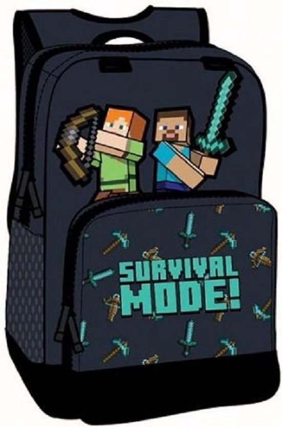 Minecraft rugzak - 36cm - 2 vakken - Survival mode! - Minecraft
