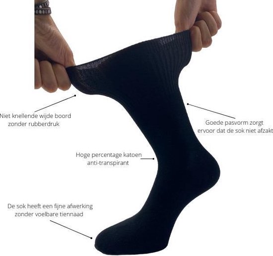 6 paar SQOTTON diabetes sokken - Naadloos Antraciet Maat 39-42 | bol.com