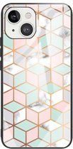 Marmer gehard glazen achterkant TPU-randhoes voor iPhone 13 (HCBL-16)