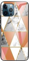 Marmer gehard glazen achterkant TPU-randhoes voor iPhone 13 Pro (HCBL-4)