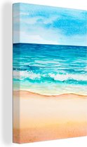 Canvas Schilderij Strand - Golf - Zee - 80x120 cm - Wanddecoratie