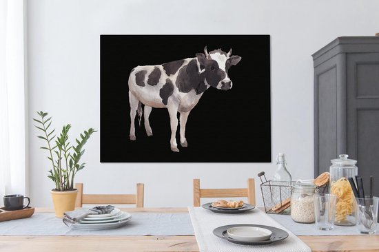 Peintures Vache - Portrait - Zwart - 120x90 cm - Décoration murale