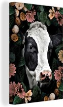Peintures Vache - Fleurs - Feuilles - 20x30 cm - Décoration murale
