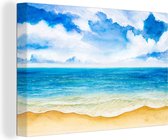 Canvas Schilderij Strand - Zee - Lucht - 30x20 cm - Wanddecoratie