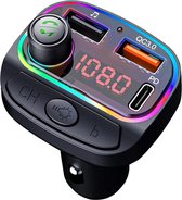 Handsfree bellen Bluetooth 5.0 Auto FM transmitter radio zender auto met 3 USB-poorten - USB PD-snellader voor iPhone - Samsung - Huawei