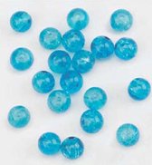 Glas crackle kralen Rond Turquoise - Blauwe Glaskralen - 8mm - 20 Stuks