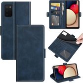 Voor Samsung Galaxy A03s Dual-side Magnetische Gesp Horizontale Flip Lederen Case met Houder & Kaartsleuven & Portemonnee (Donkerblauw)