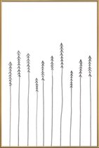 JUNIQE - Poster met kunststof lijst Pine Forest -20x30 /Wit & Zwart