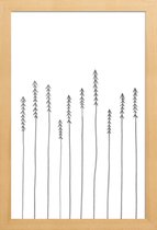 JUNIQE - Poster in houten lijst Pine Forest -20x30 /Wit & Zwart