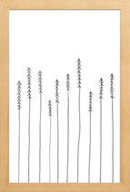 JUNIQE - Poster in houten lijst Pine Forest -40x60 /Wit & Zwart