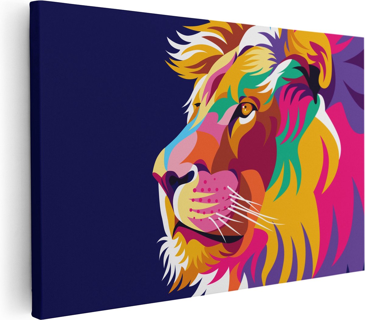 Artaza Canvas Schilderij Gekleurde Leeuw - Leeuwenkop - Abstract - 30x20 - Klein - Foto Op Canvas - Canvas Print