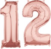 Helium cijfer ballonnen 12  rosé goud.
