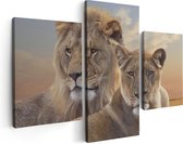 Artaza - Tryptyque Peinture sur Canevas - Lion - Head Lion - 90x60 - Photo sur Toile - Impression sur Toile