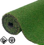 Kunstgras - duurzaam - uv-bestendig - uv-werend - onderhoudsvrij - grastapijt - grasmat - grasmatten - groen - stevig - robuust - geschikt voor bij speeltoestellen - 1,5 x 10 m - 20 mm hoog