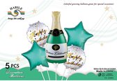 Folie ballon Set Champagne XL, Groen, 5 stuks, Verjaardag, Happy Birthday, Feest, Party, Wedding, Decoratie, Versiering