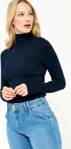 LOLALIZA Gebreide basic coltrui - Marine Blauw - Maat XL