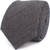 Tie grey woolblend herringbone