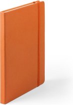 Luxe schriften/notitieboekje oranje met elastiek A5 formaat - blanco paginas - opschrijfboekjes - 100 paginas