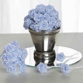 Bundeltje met 12 stoffen roosjes baby blauw - kunst bloem - blauw - diy - naaien - hobby