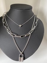 Lock charm chain zilver