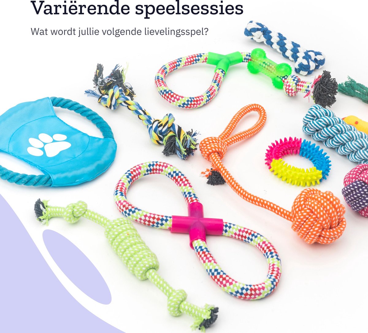 Honden Speelgoed Set - 12 Stuks - Voor Puppy's tot Middelgrote Honden - Interactief Hondenspeelgoed Sterk - Hondenspeeltjes intelligentie - Incl. Hondenbal en Trektouw - Dog Toy - All 4 Pets Supply — afbeelding 4
