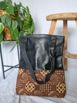 BaliBatiks -Shopper Bag - Sac en cuir - Bali - Batik - Zwart - commerce équitable