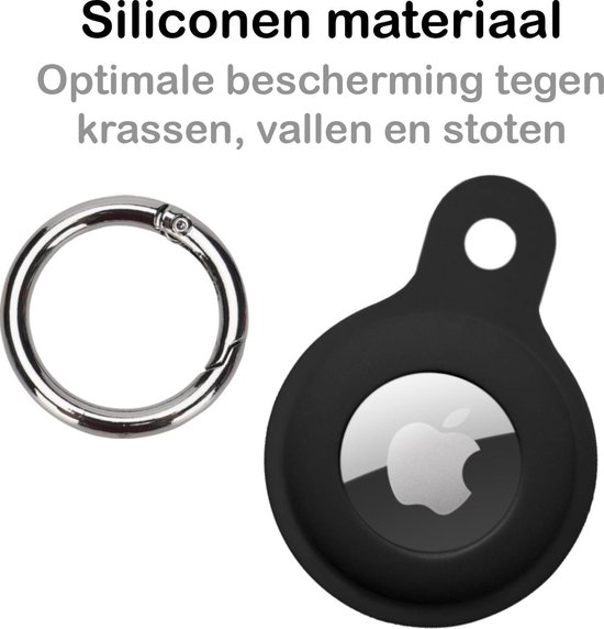 AirTag Porte-clés Etui AirTag Pendentif En Siliconen - Etui Porte-clés Pendentif AirTag - Zwart - PACK DE 2