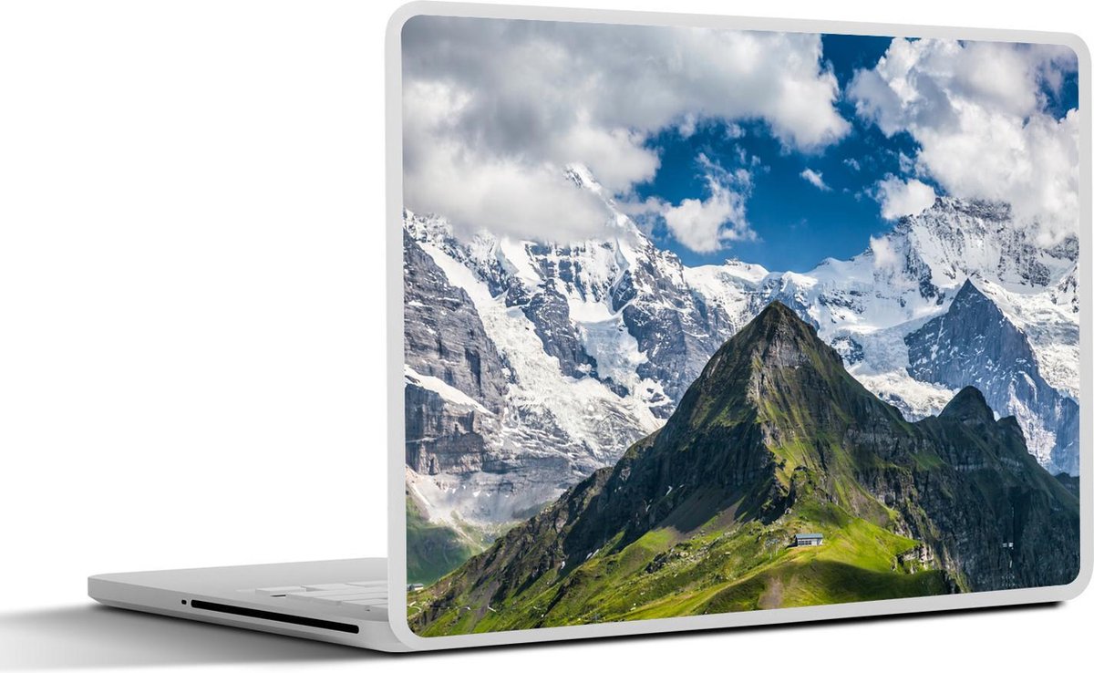 Laptop sticker - 14 inch - Uitzicht op de Mönch en Jungfrau bij Zwitserse Eiger - 32x5x23x5cm - Laptopstickers - Laptop skin - Cover