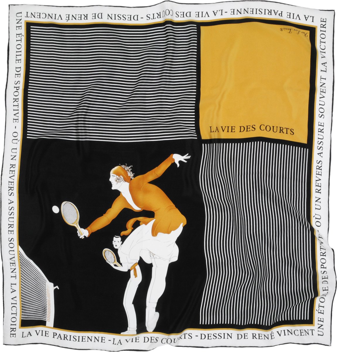 We Love Ties - Sjaals - Sjaal Tennis La Vie des Courts - geel / zwart / wit