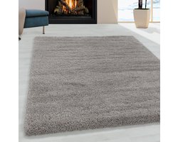 Ayyıldız FLUFFY Rechtech Beige Shaggy Modern Vloerkleed - 60 X 110 CM - Polypropyleen - Jute