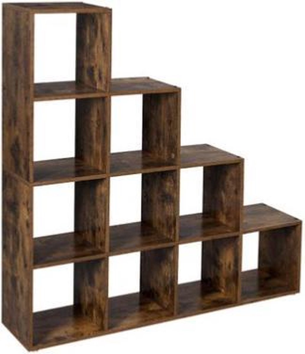 Segenn's trappenhuis boekenkast - met 10 kubussen - Kast - ladderplank - scheidingswand - vintage - donkerbruin