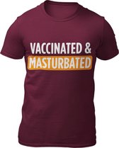 Vaccinated & Masturbated- Heren T-Shirt -Nauwsluitend - Katoen - Ronde Hals