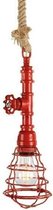 Brandweer lamp - rood - metaal staal - industriële hanglamp voor stoere kinderkamer of retro café - kerstcadeau brandweermannen