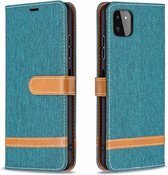 Hoesje geschikt voor Samsung Galaxy S20 - Bookcase - Pasjeshouder - Portemonnee - Vintage - Stof - Kunstleer - Groen