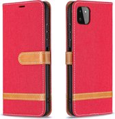 iPhone 12 Pro Vintage Book Case Hoesje - Stof - Pasjeshouder - Magnetisch - Apple iPhone 12 Pro - Rood